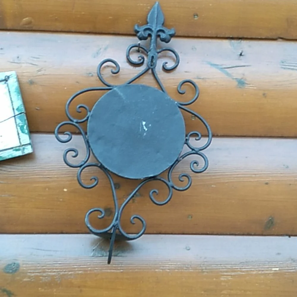 MOSAIC TUSCAN WROUGHT IRON WALL SCONCE Candle Tile VINTAGE Delft Blue